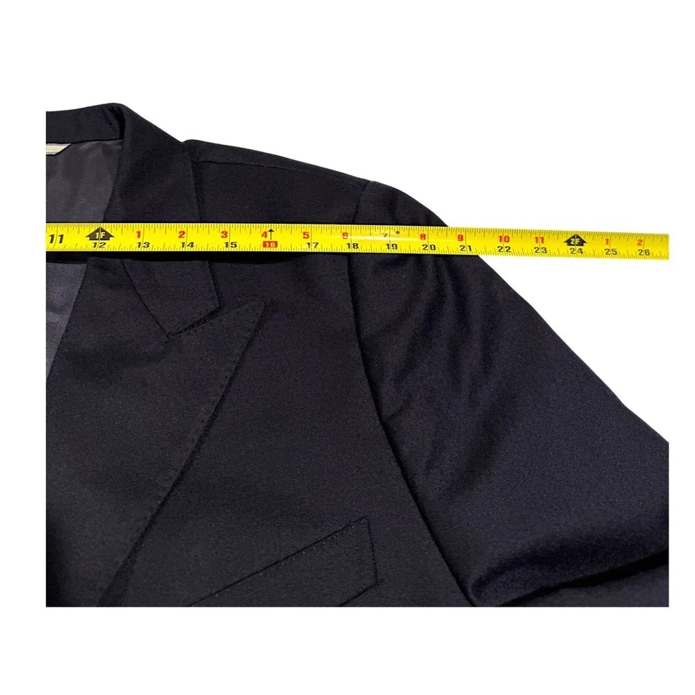 Everett Hall Navy Blue Blazer Loro Piana‎ Super 130s Wool Made in Italy Mens 46R